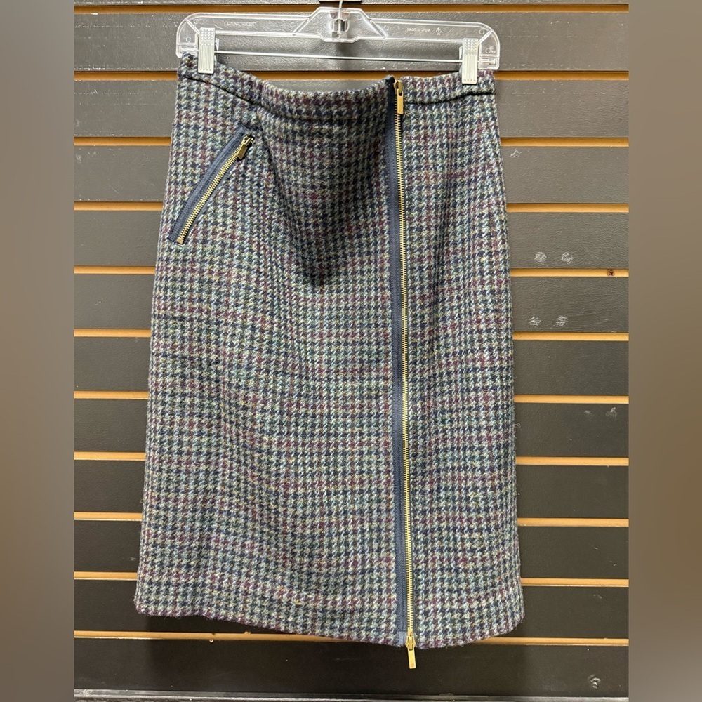 J.Crew Wool Houndstooth Zip Pencil Skirt Size 12 🖤🤎